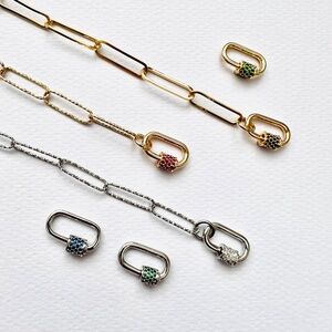 1x Custom Minimalist choker carabiner paperclip chain necklace 16”